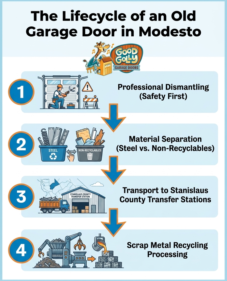 The Lifecycle of an Old Garage Door in Modesto