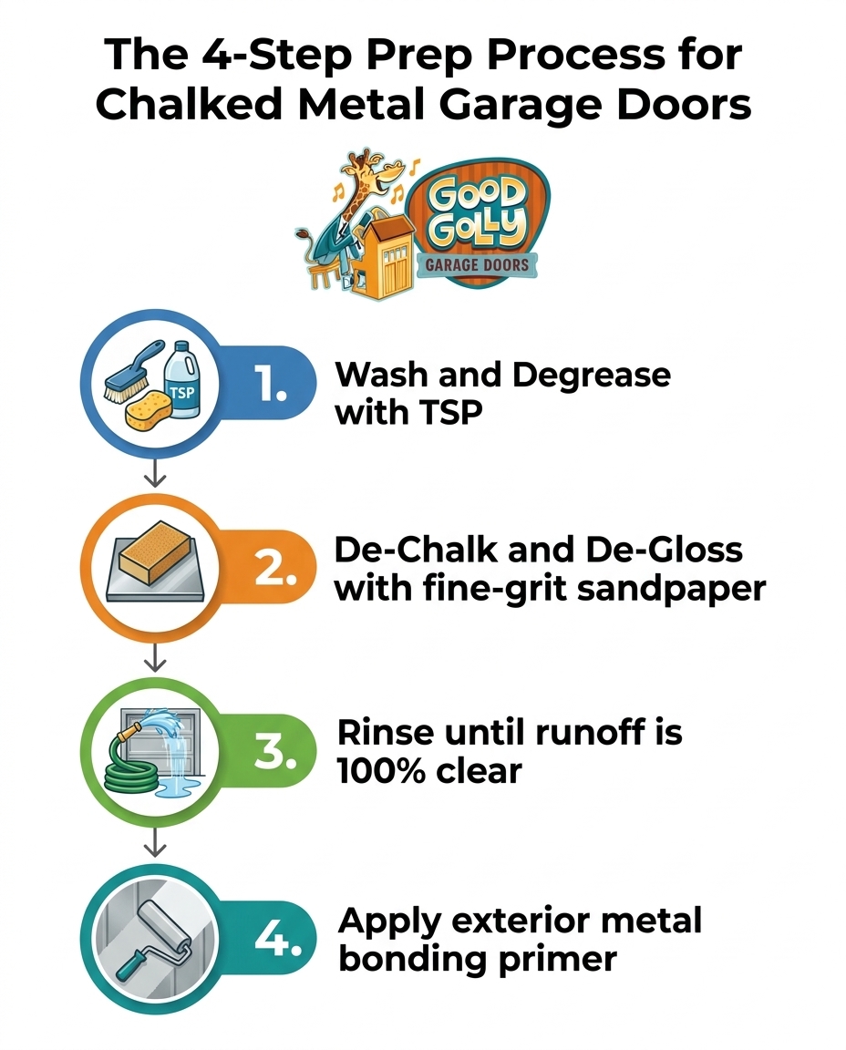 The 4-Step Prep Process for Chalked Metal Garage Doors