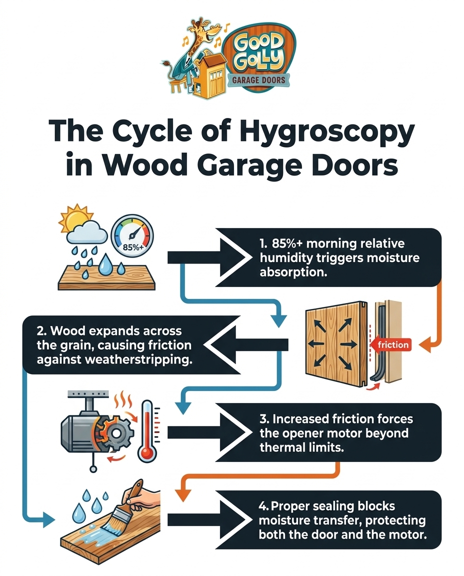 The Cycle of Hygroscopy in Wood Garage Doors