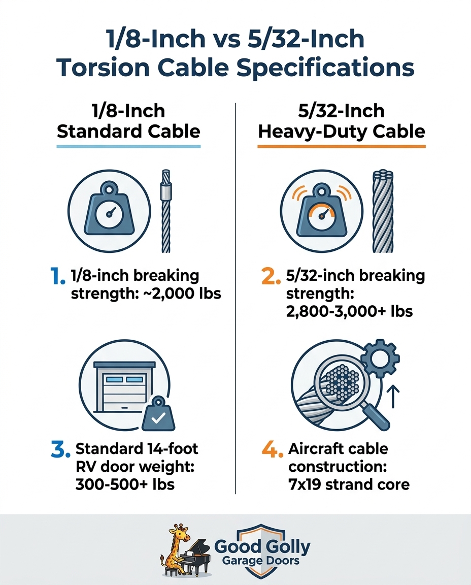 1/8-Inch vs 5/32-Inch Torsion Cable Specifications