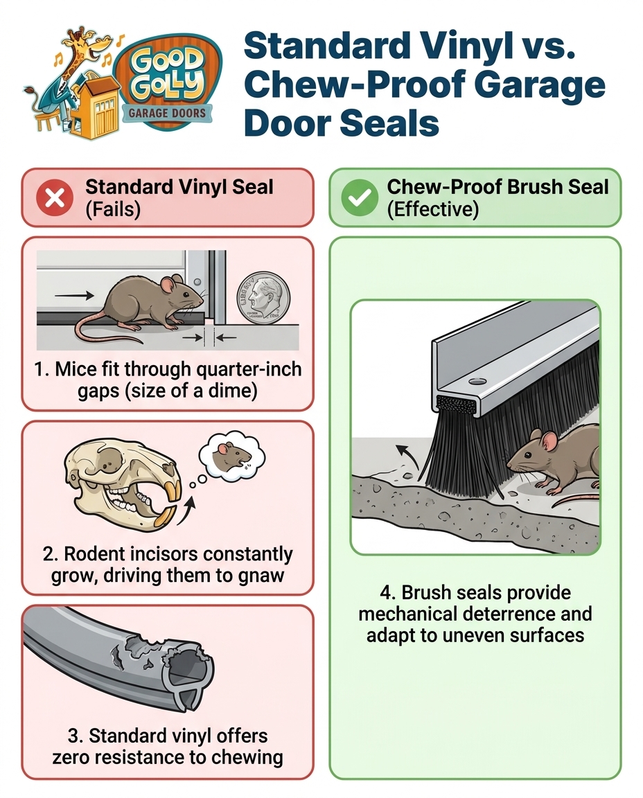 Standard Vinyl vs. Chew-Proof Garage Door Seals