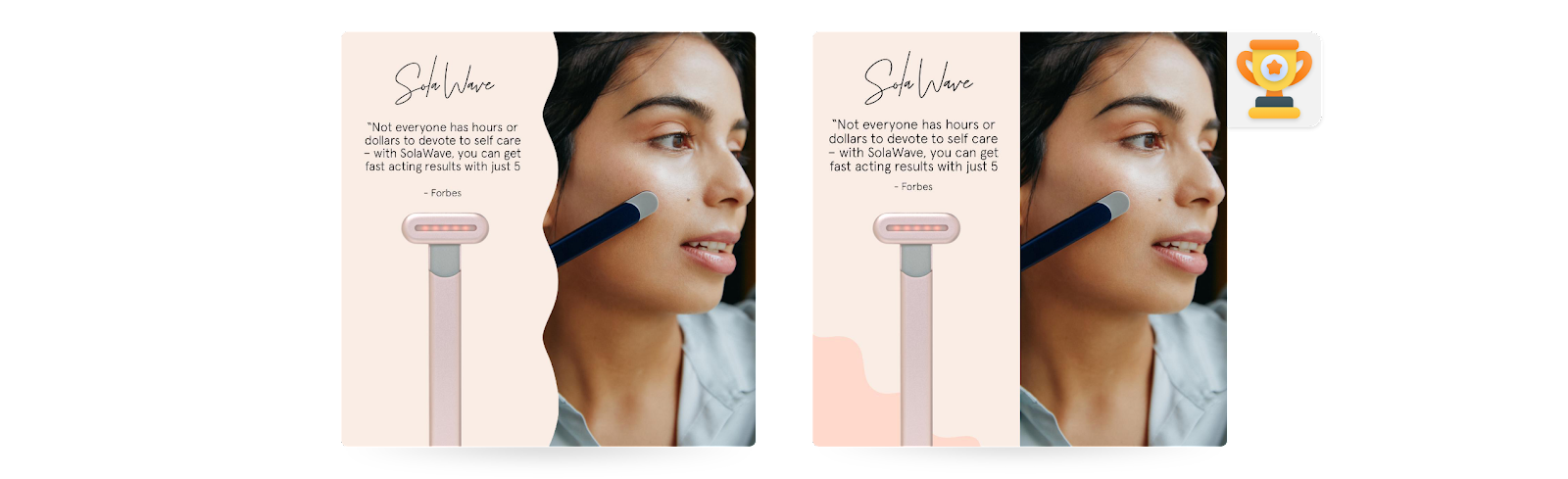 Two ads that are exactly the same except for the line down the center