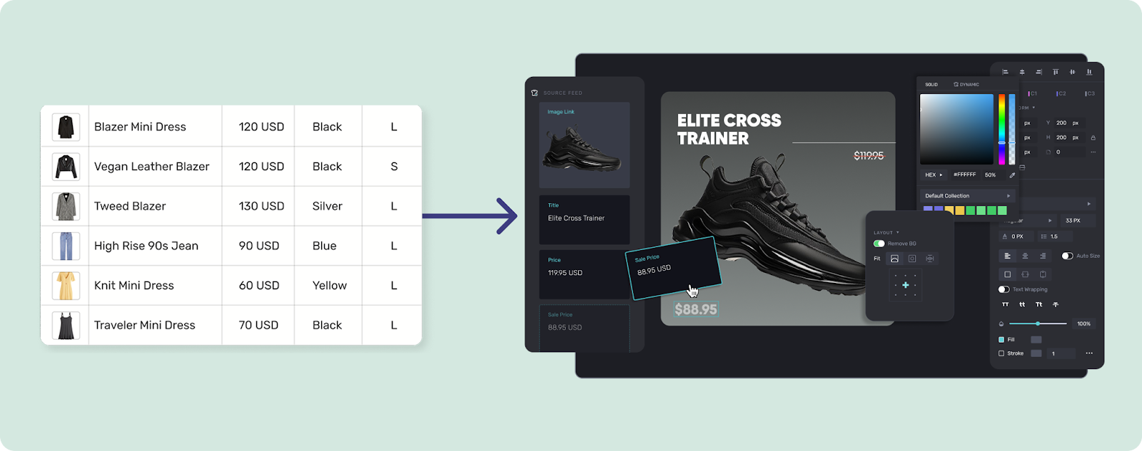 Marpipe allows brands to turn product data from their feed into creative platform-ready ads