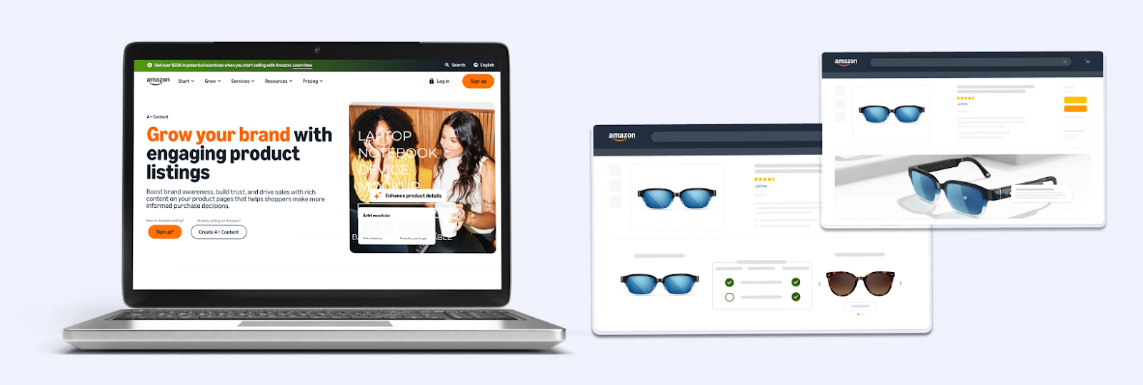 Use Amazon’s A+ Content to enhance your product pages with better images, comparison charts and detailed descriptions.