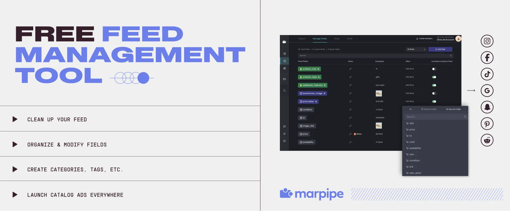 Free feed management tool in Marpipe