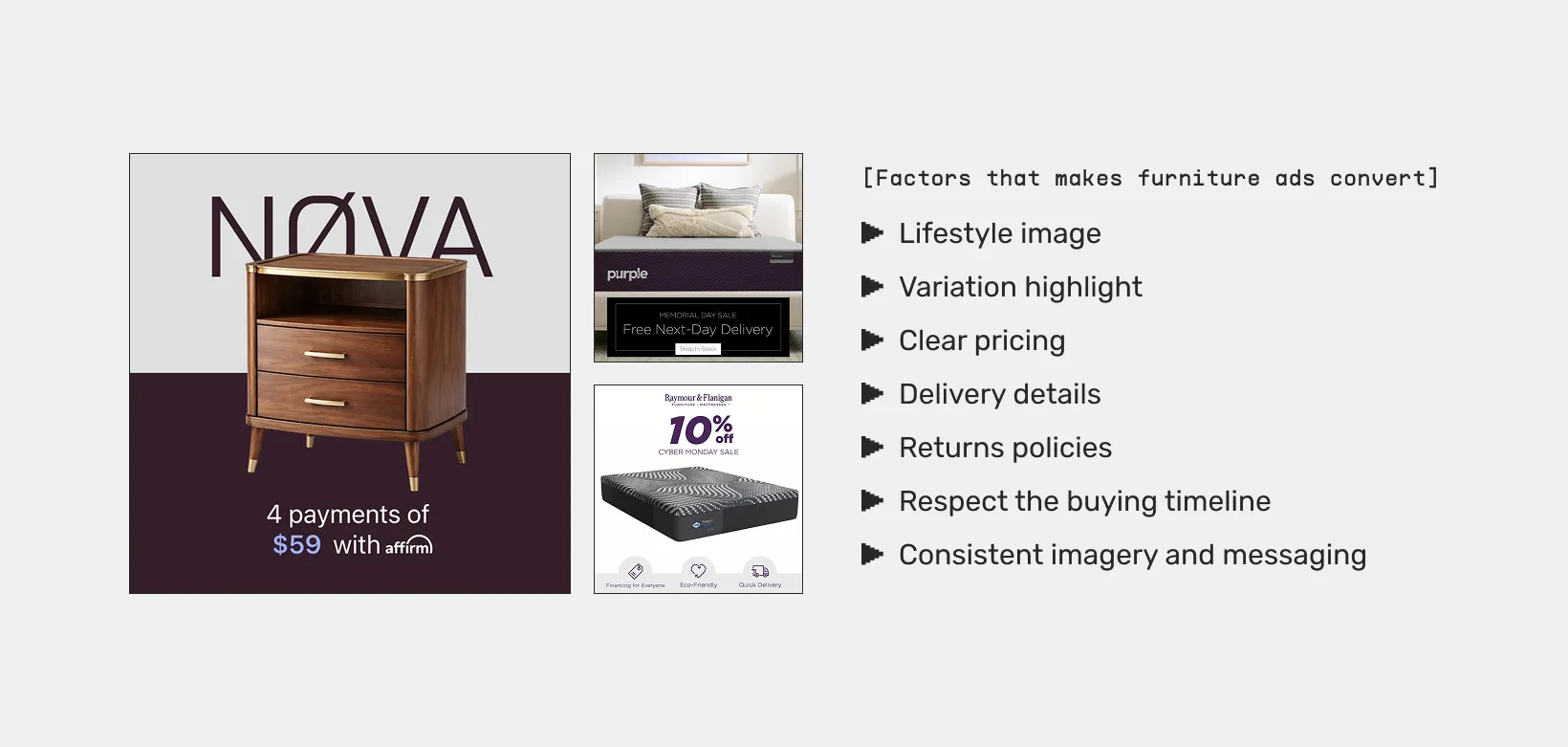 Factors that makes furniture ads convert