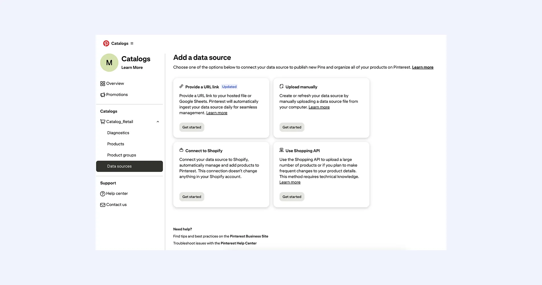 Upload your product feed to Pinterest