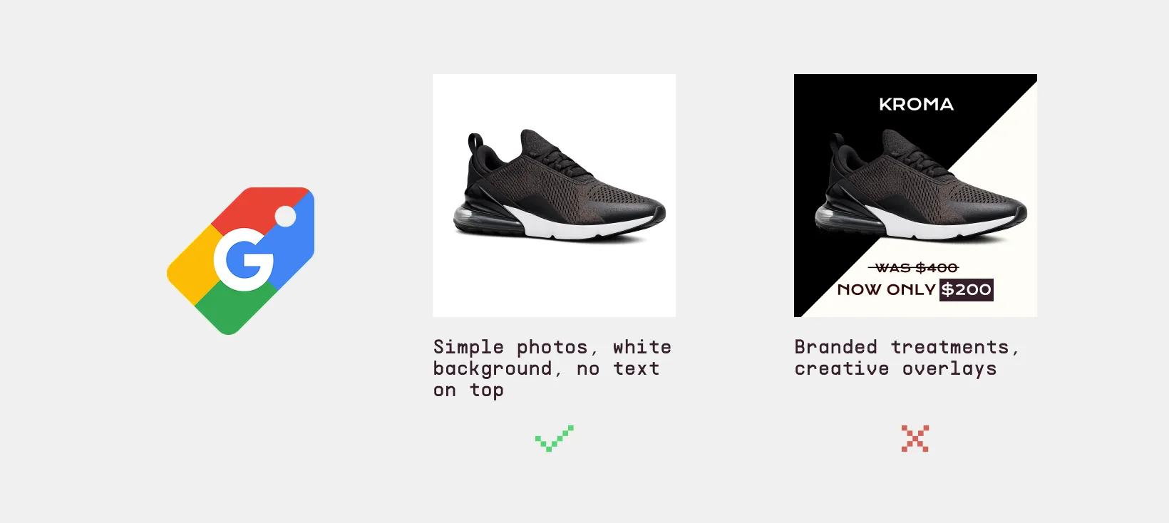 Use clean and high-quality images to meet Google Shopping standards for product images