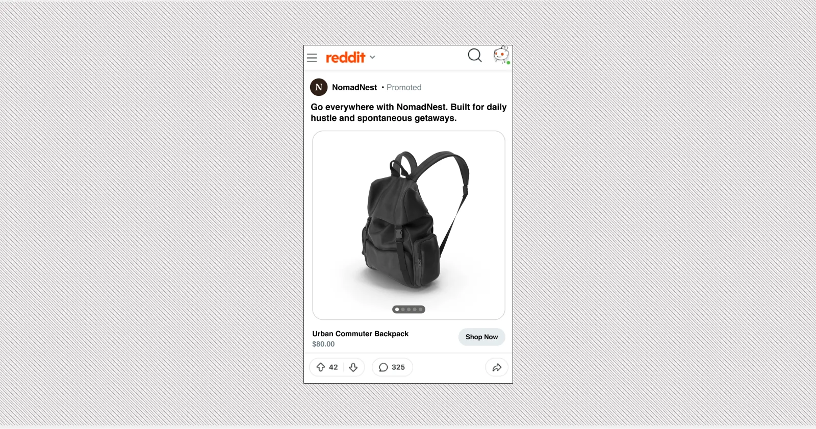 Example of a Reddit Dynamic Product Ad using a single-image format to drive native engagement.