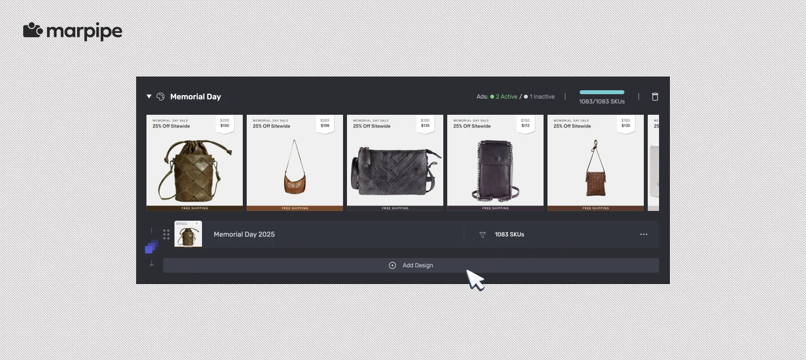 Select a design inside the treatment