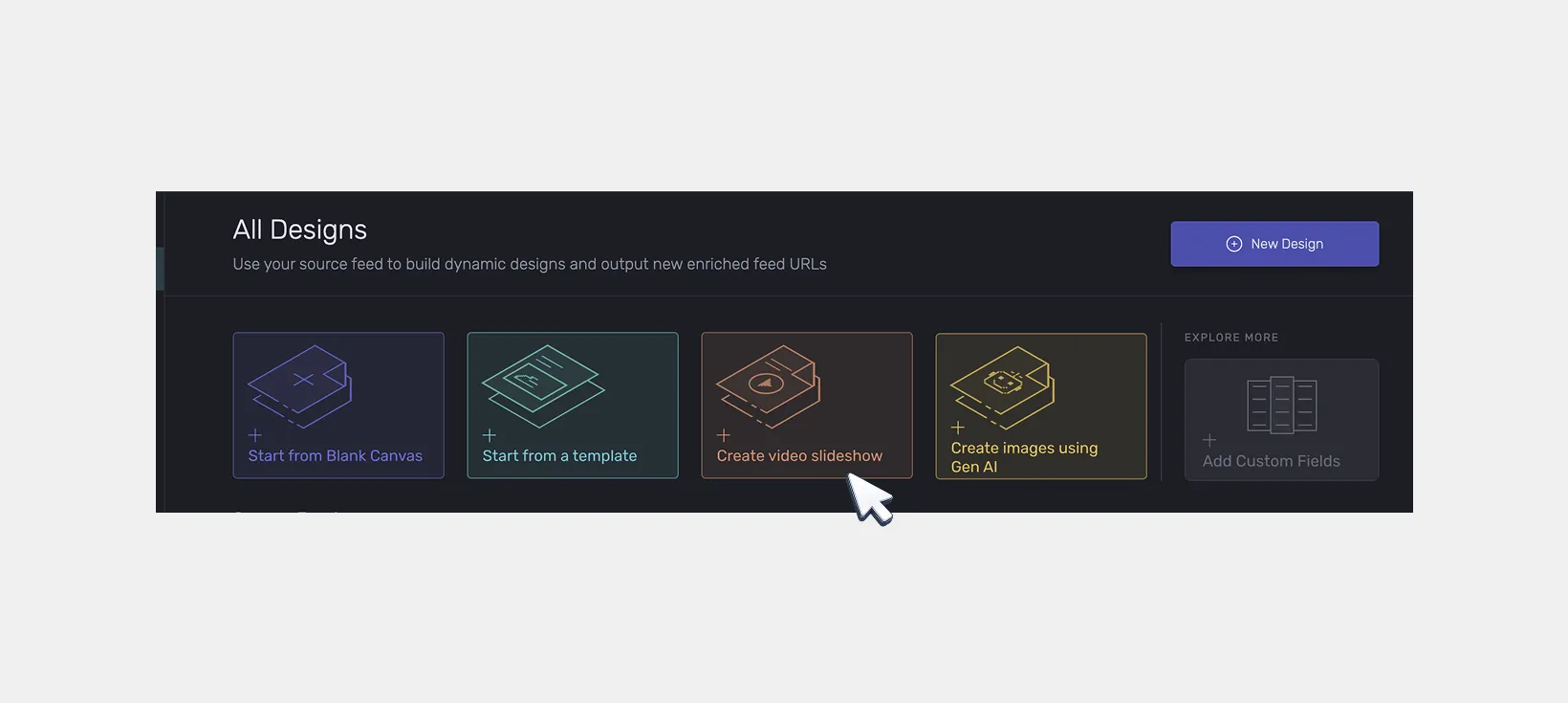 Choose Create Video Slideshow to start to build a video template