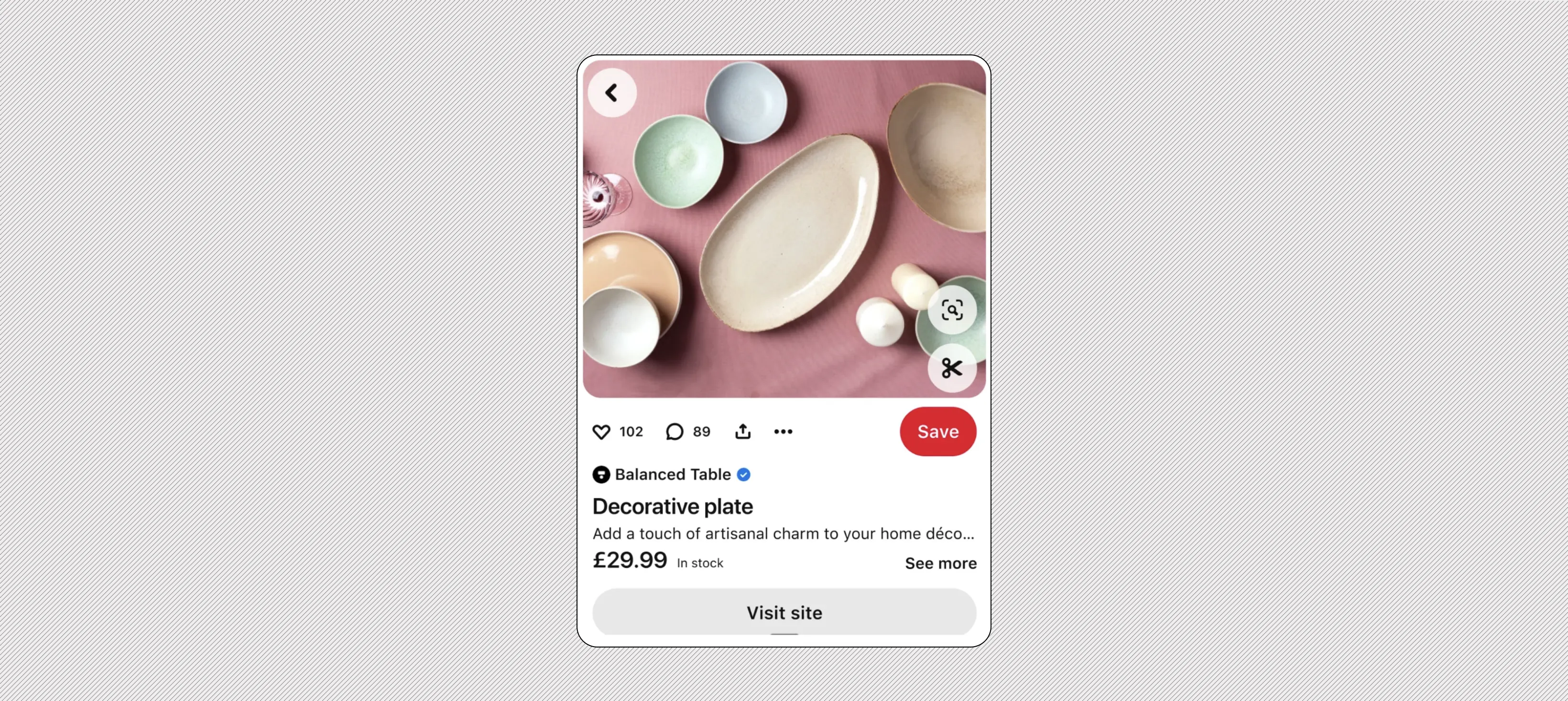 An example of a Pinterest Product Feed