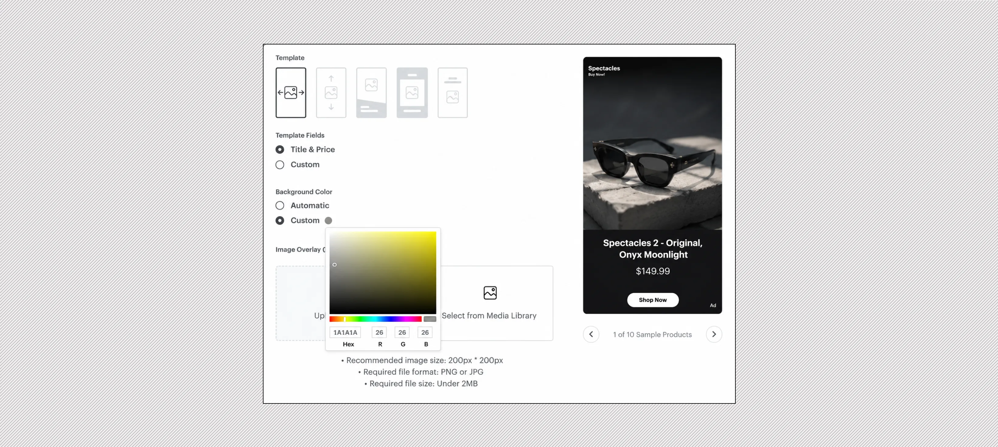 Build template for dynamic product ads in Snapchat