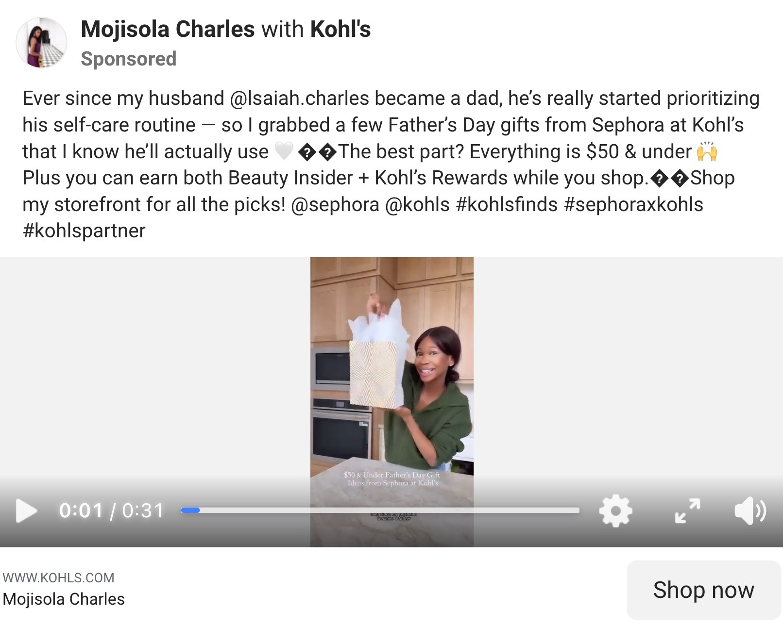 Kohl's × Mojisola Charles Retail Ad Example (Sephora at Kohl's)