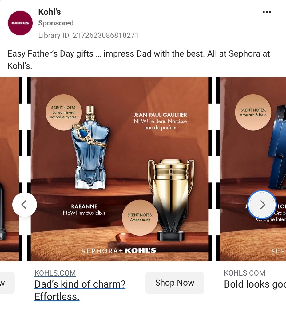 Kohl's Retail Ad Example – Sephora at Kohl's Fragrance Carousel