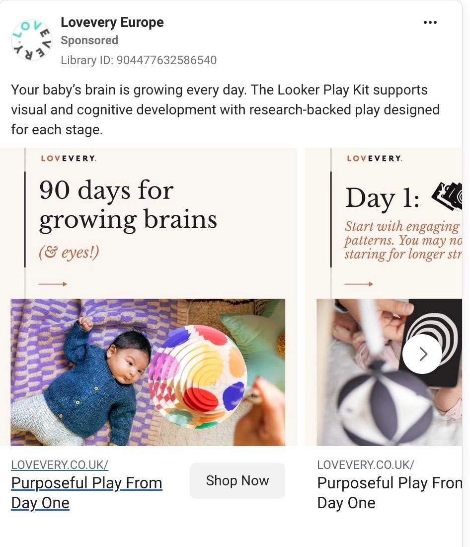 Lovevery Europe Retail Ad Example (Looker Play Kit)