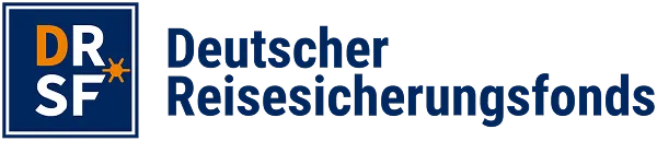 Logo des Deutschen Reisesicherungsfonds mit den Buchstaben DRSF und einem orangefarbenen Stern.