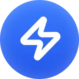 White stylized lightning bolt icon inside a blue circular background.
