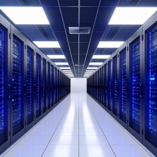 Walls of machinery being monitored by a data center logistics provider.