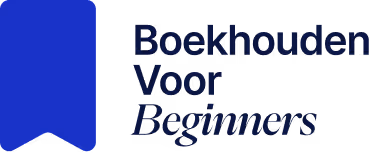Blue bookmark icon next to bold text 'Boekhouden Voor Beginners'.
