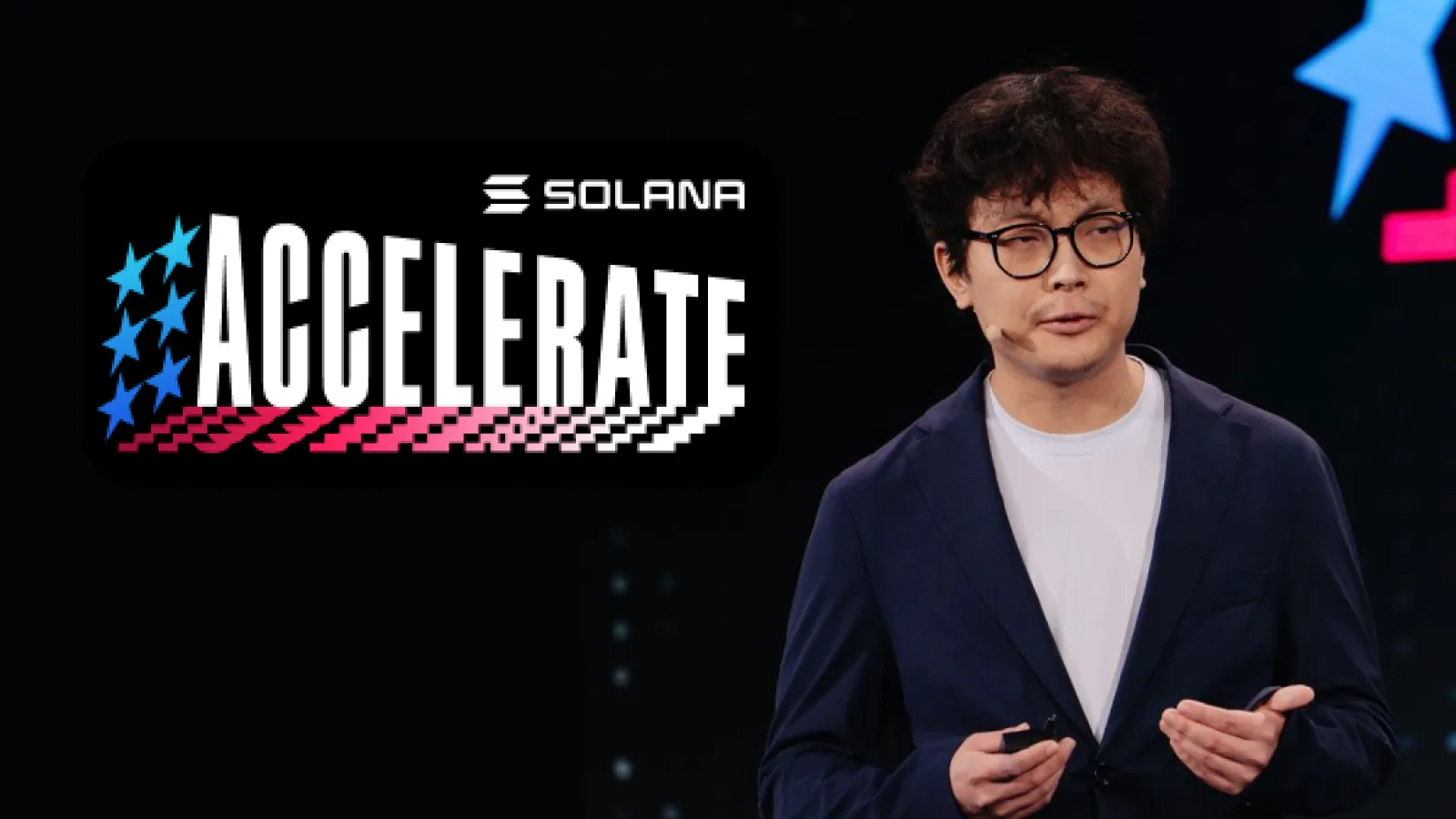 Arnold Lee presenting at Solana Accelerate 2025
