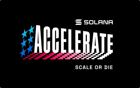 Solana Accelerate conference logo with Scale or Die tagline