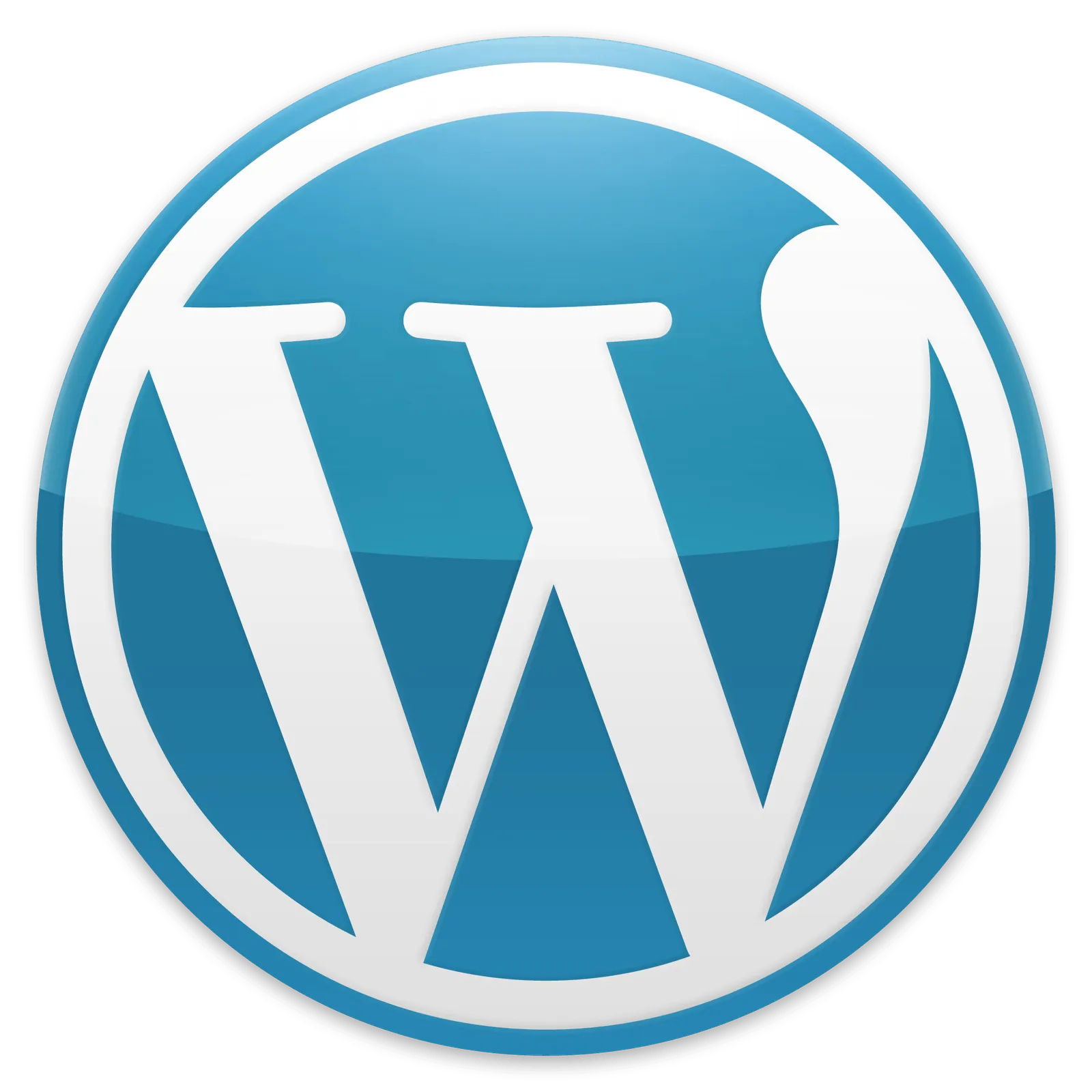 WordPress logo with a white W on a blue circular background.