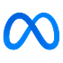 Meta company logo featuring a stylized, interconnected blue infinity symbol.