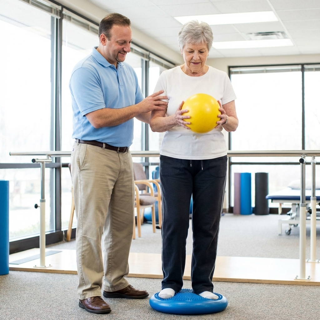 Patient working with a provider at an orthopedic physical therapy clinic in Stuart