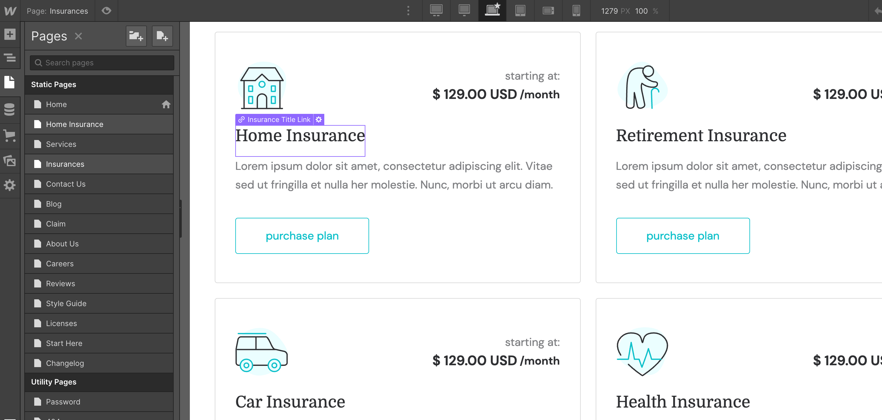 eCommerce Products - Care Webflow Template