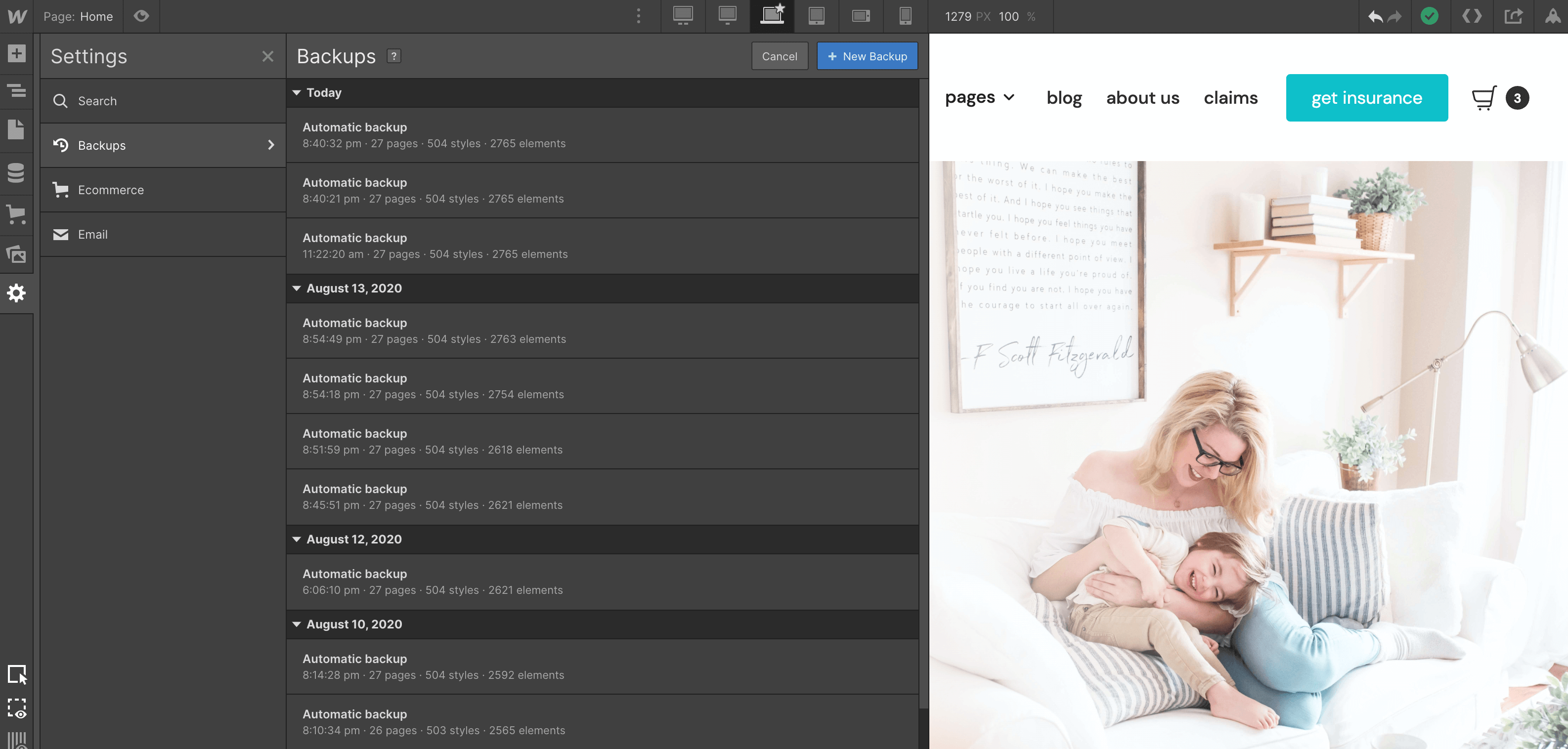 Backups - Care Webflow Template