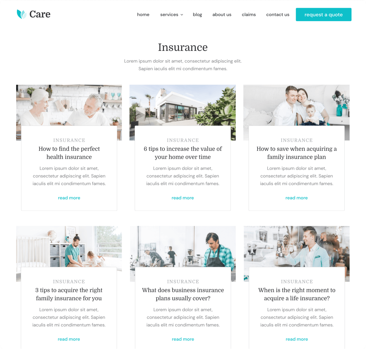 Care - Blog Category page - Insurance Webflow Template