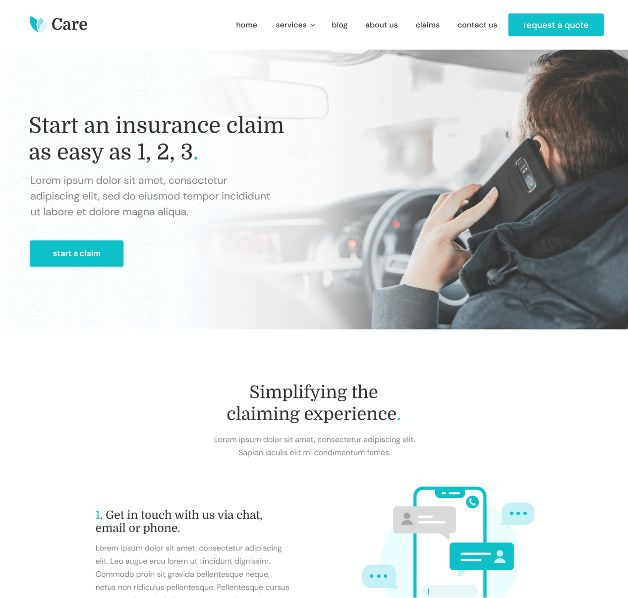 Care - Claim page - Insurance Webflow Template