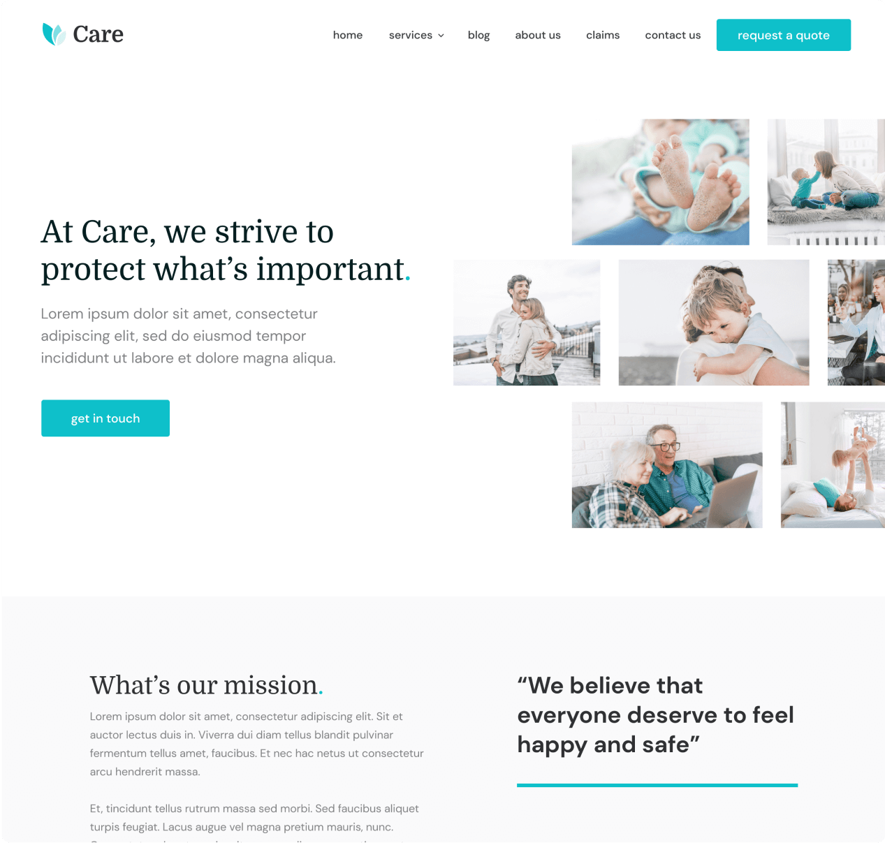 Care - About Us page - Insurance Webflow Template