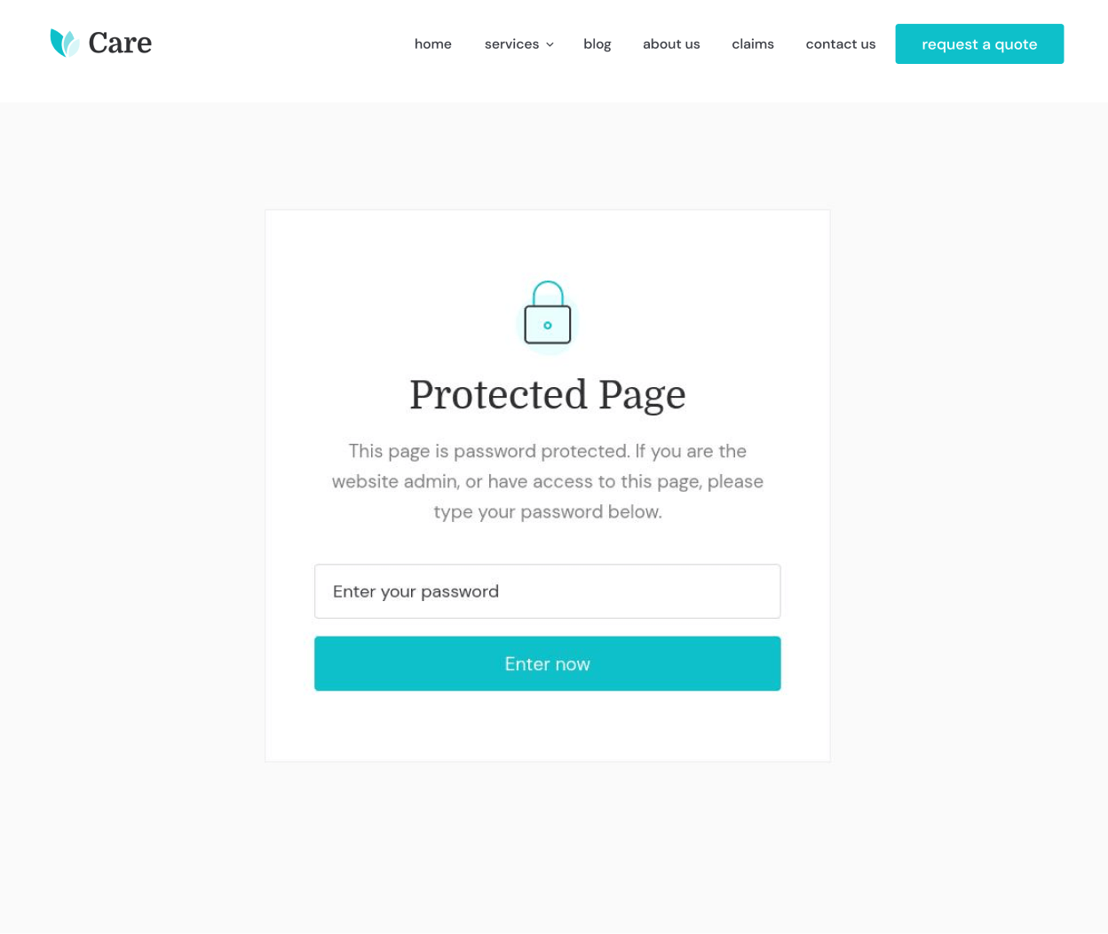 Care - Password Protected page - Insurance Webflow Template