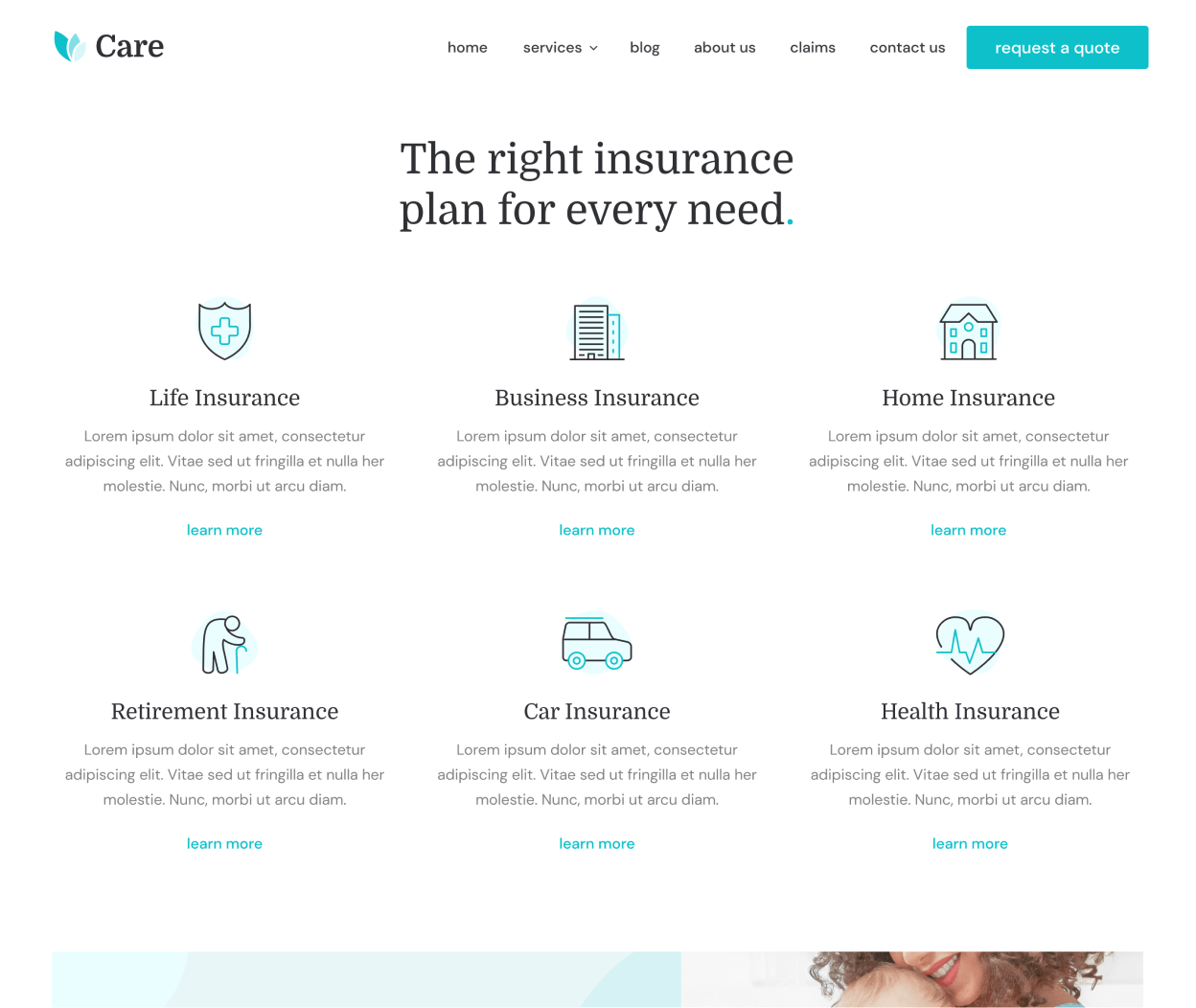 Care - Services page - Insurance Webflow Template