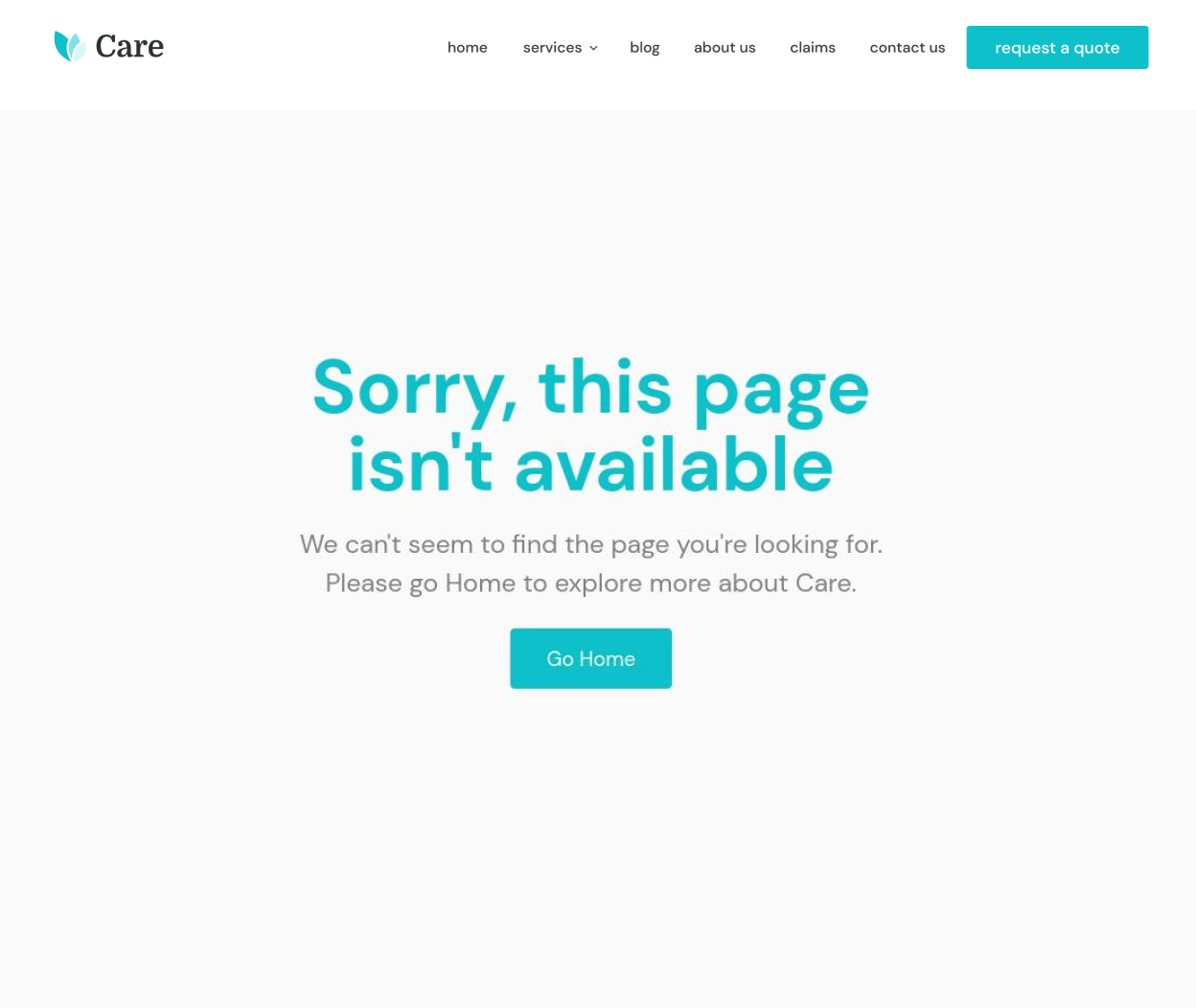 Care - 404 not found page - Insurance Webflow Template