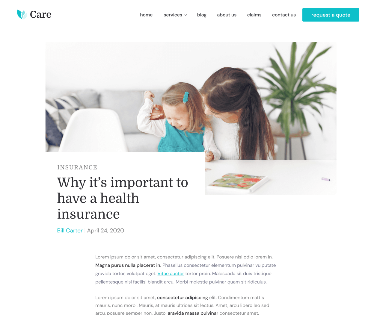 Care - Blog Post page - Insurance Webflow Template