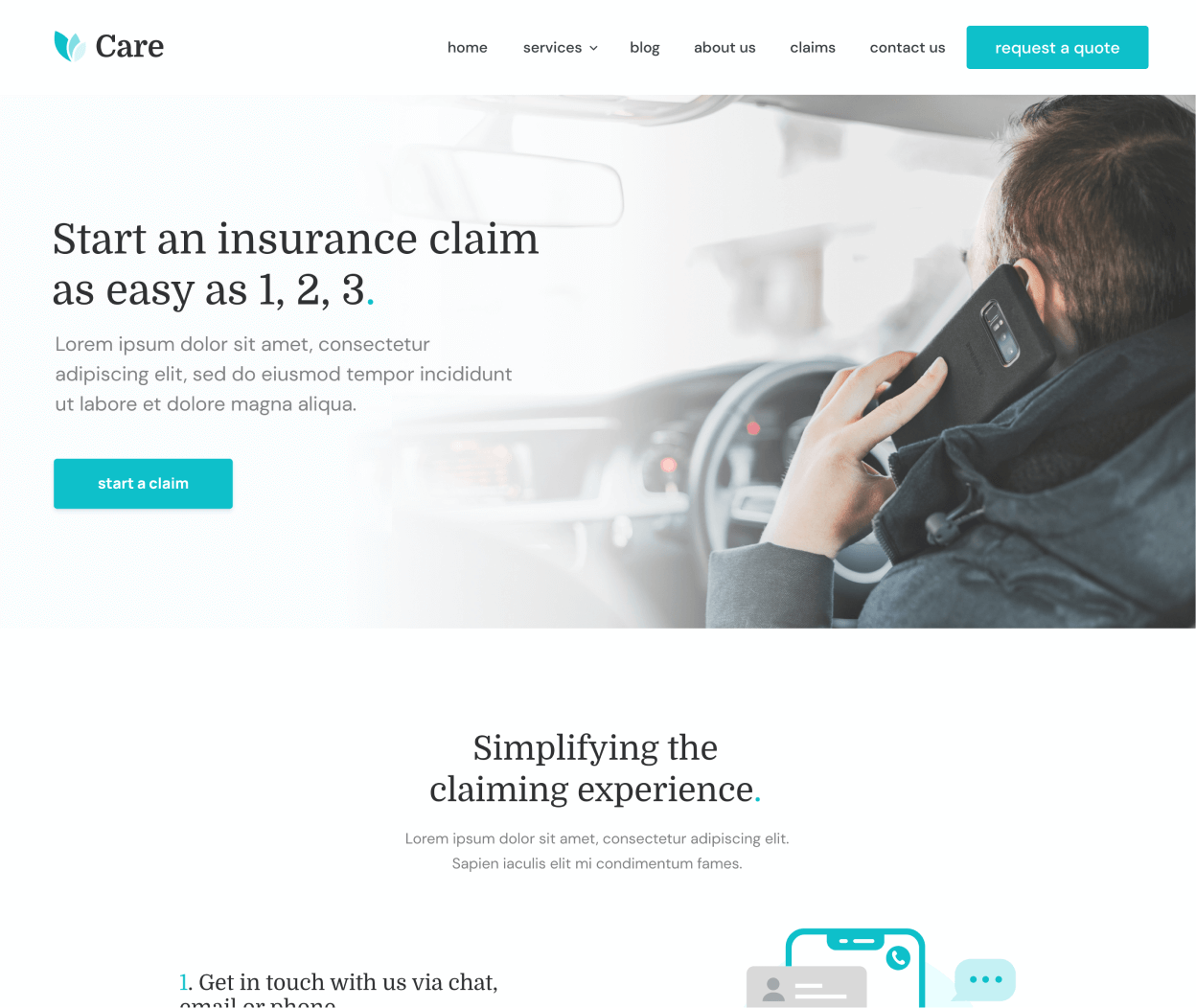 Care - Claim page - Insurance Webflow Template