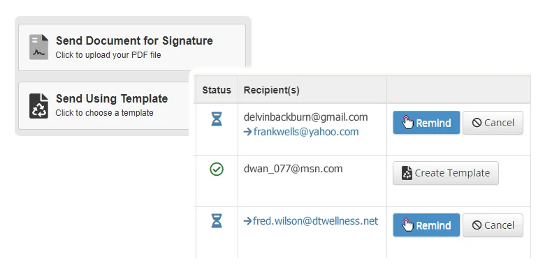Screenshot of dashboard