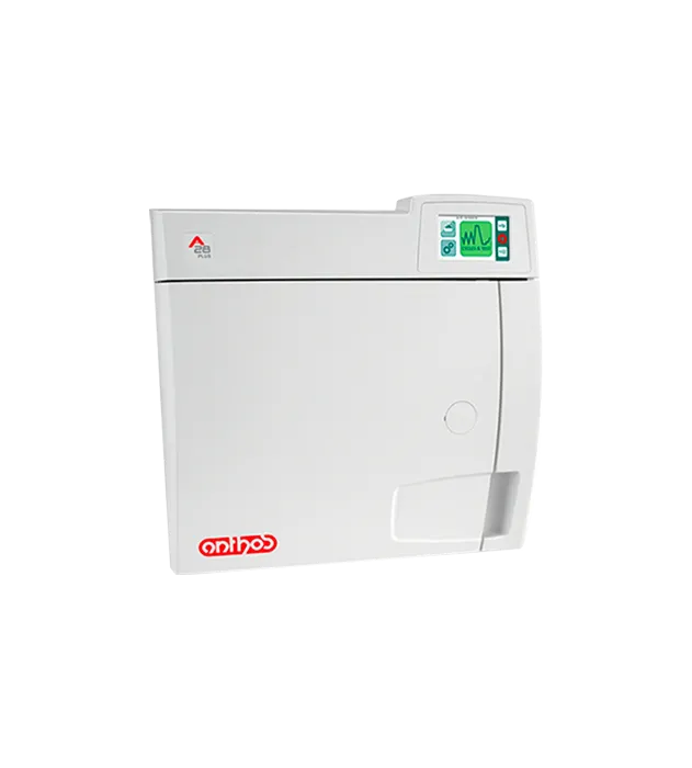 Bílý parní sterilizátor Anthos A22 Plus s digitálním displejem na pravé straně.