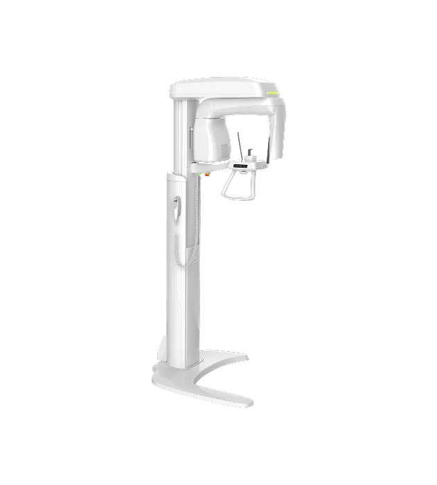 Bílý stomatologický přístroj pro rentgenové snímky čelistí a zubů.