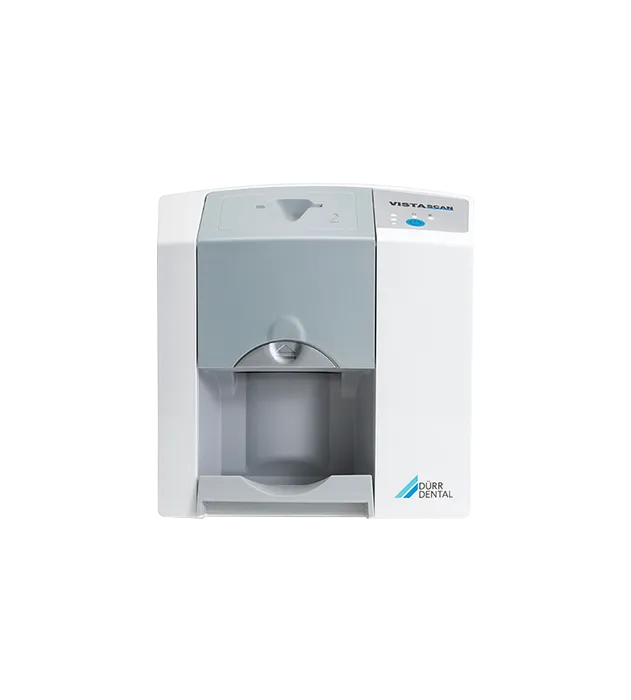 Zařízení Vistascam Mini pro zpracování rentgenových snímků se značkou Dürr Dental.