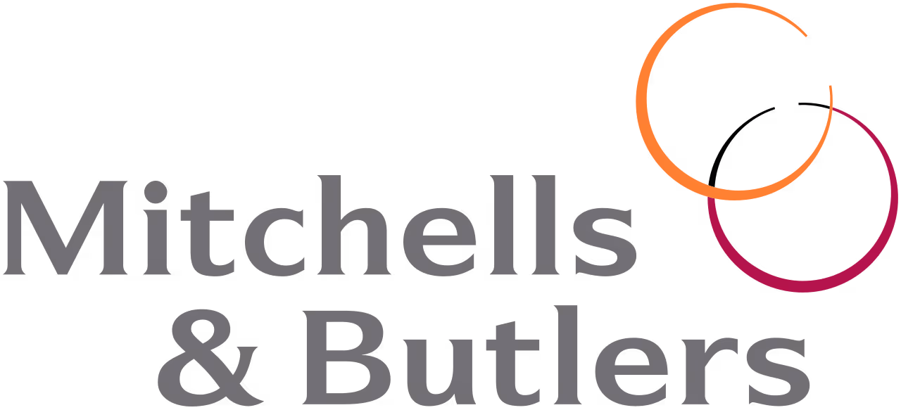 Mitchells & Butlers company logo with two overlapping circles, one orange and one maroon.