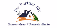 Logo mit einem stilisierten Haus, Stern und Text 'Ihr Partner für Marmor, Granit, Naturstein aller Art'.