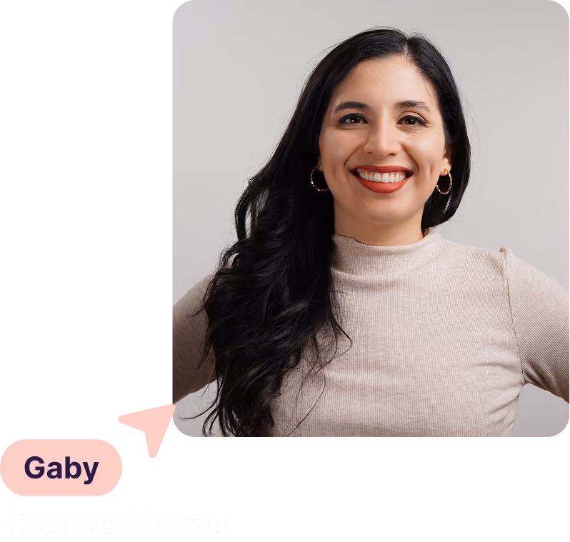Portrait of Gaby, Creative Director at Tukuna Studio, smiling at the camera.