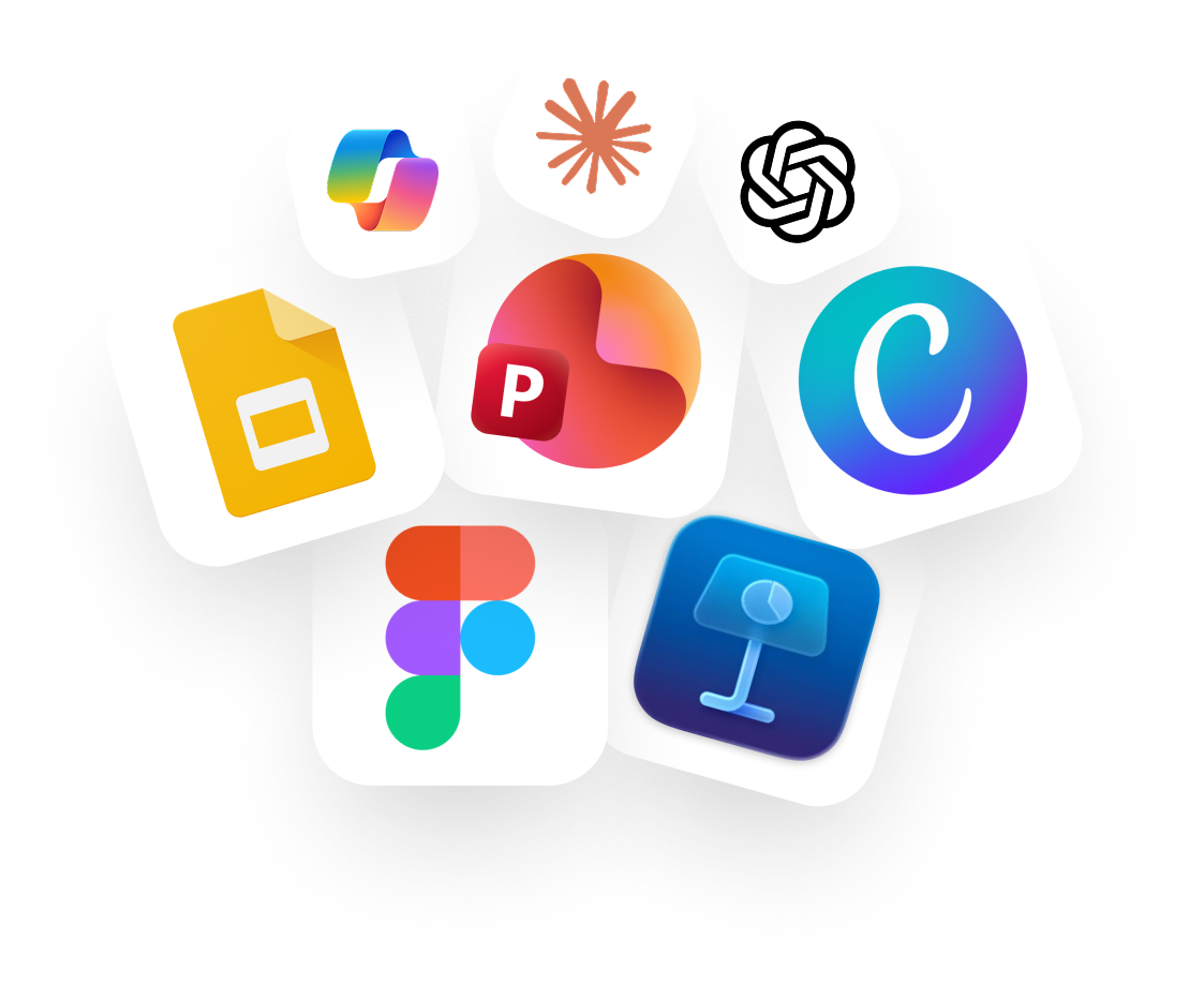 Professional presentation design, redesigns, reusable templates, diagrams, and AI-ready slide systems that make complex ideas easier to understand.
