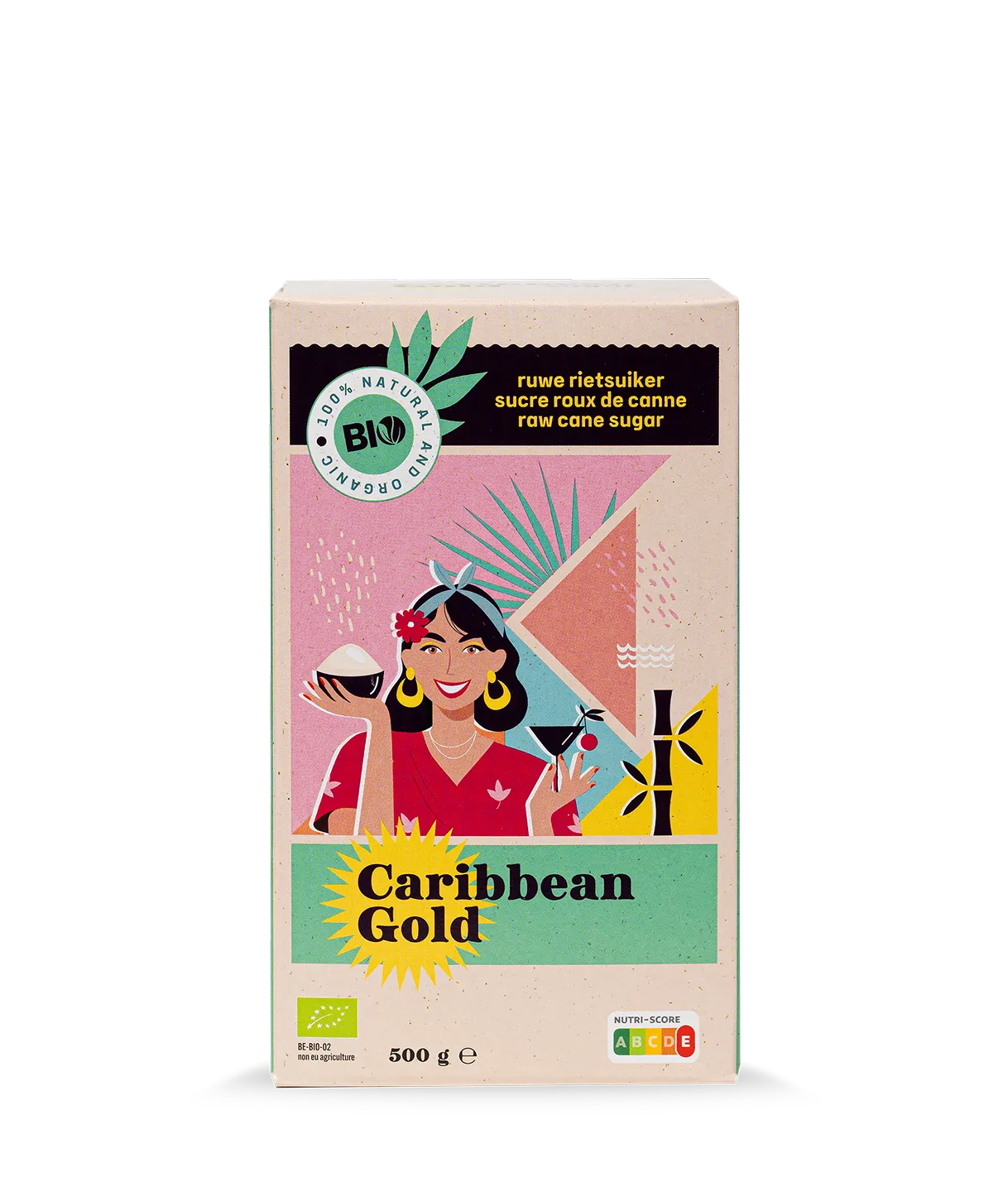 De verpakking van bio ruwe rietsuiker van Caribbean Gold (500 g)