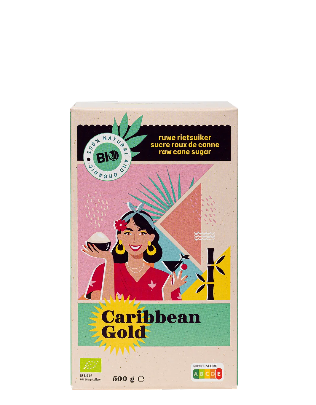 De verpakking van bio ruwe rietsuiker van Caribbean Gold (500 g)