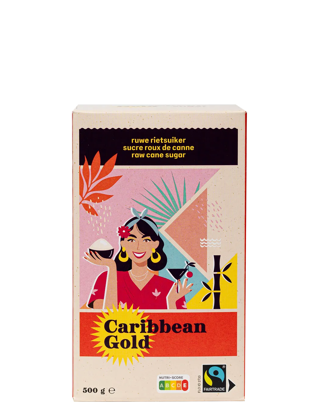 De verpakking van Fairtrade ruwe rietsuiker van Caribbean Gold (500 g)